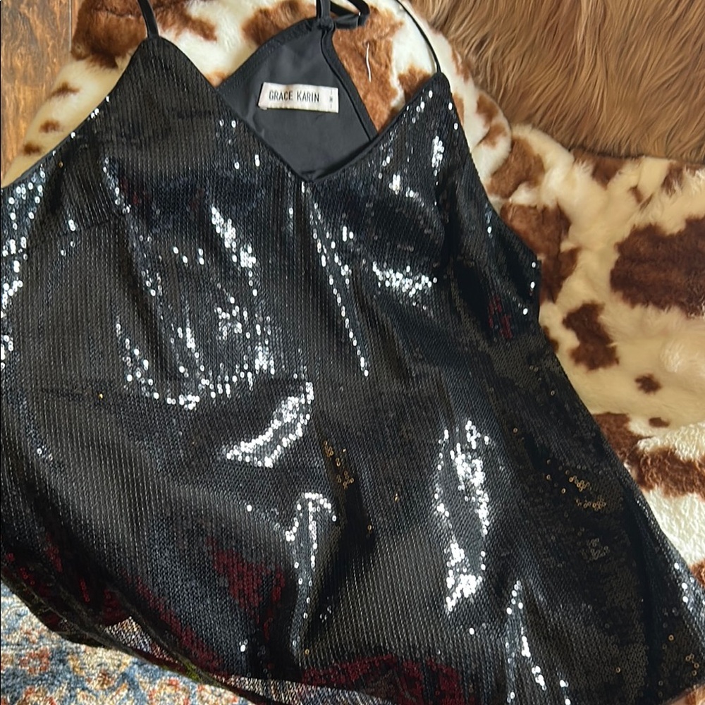 Black Sequin cami top
